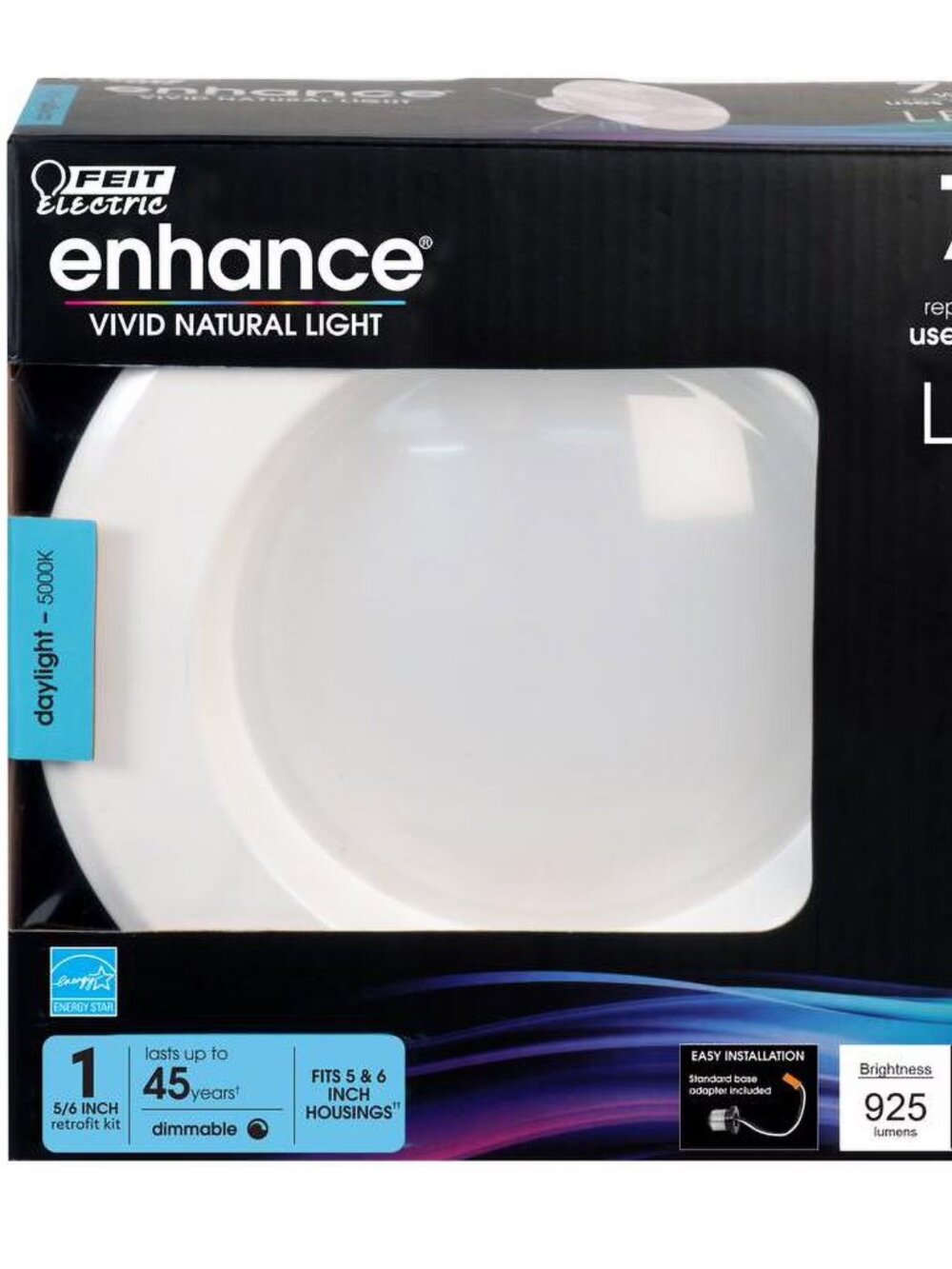 Feit Electric 5/6” LED Retrofit Downlight – Dimmable Baffle Trim